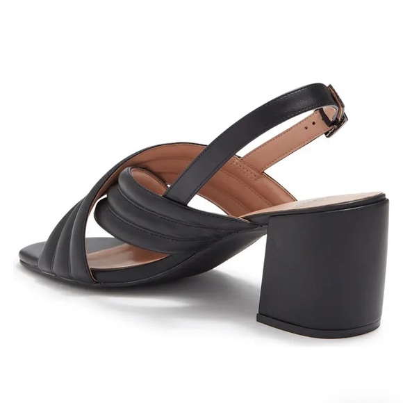 Linea Paolo Strappy black sandals heels Faux Leather Size 12 New - Picture 2 of 5